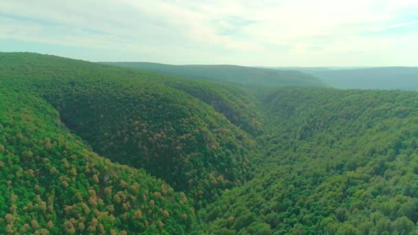 Vídeo aéreo de nuvens, montanhas, floresta e rio de montanha — Vídeo de Stock