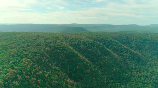 Vídeo aéreo de nubes, montañas, bosques y ríos de montaña — Vídeos de Stock