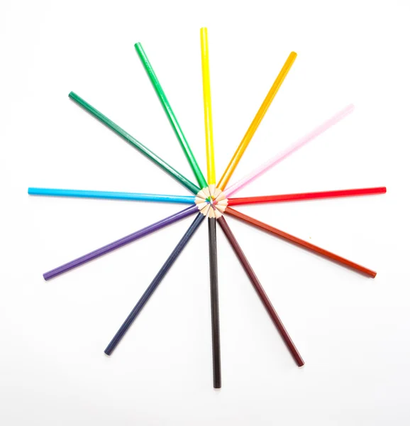Circle of colored pencils — Stock Photo, Image