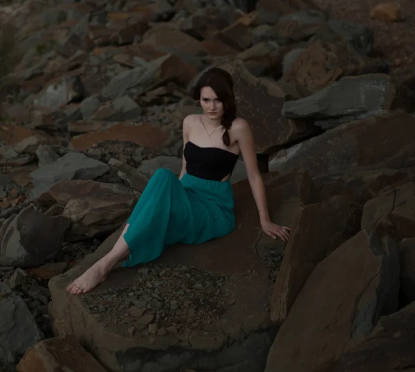 Women Sitting on Stone — Stock Photo, Image