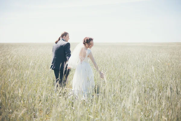 Romantická nevěsta a ženich — Stock fotografie