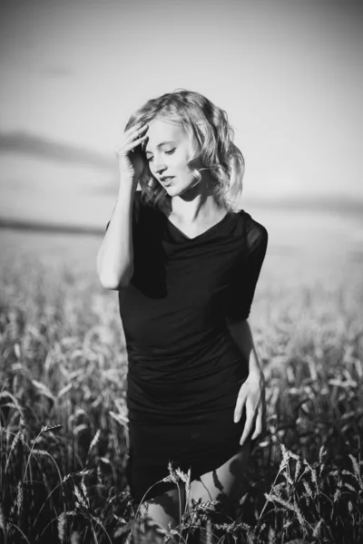 Vrouw in een cornfield — Stockfoto