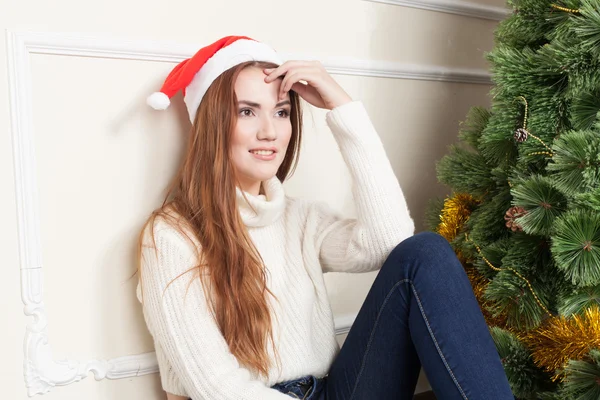 Kerstmis-lachende vrouw — Stockfoto