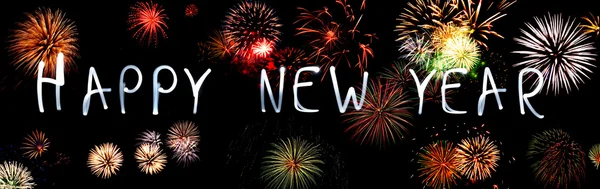 Frohes neues Jahr mit Feuerwerk — Stockfoto