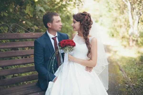 Esposo y esposa en el día de la boda —  Fotos de Stock