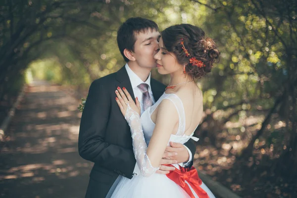 Kärleksfull brudgummen och bruden — Stockfoto
