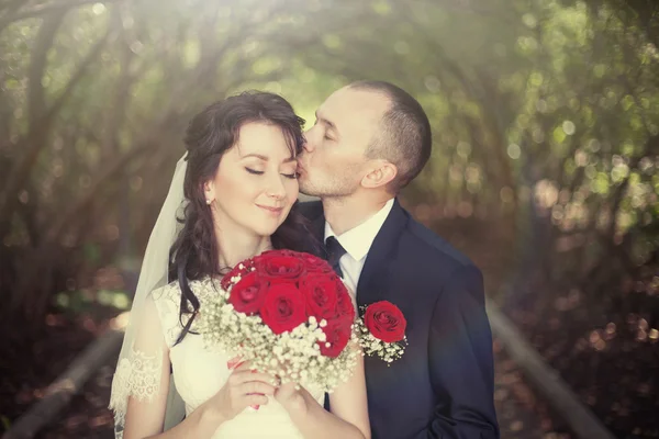 Sposa e sposo il giorno del matrimonio — Foto Stock