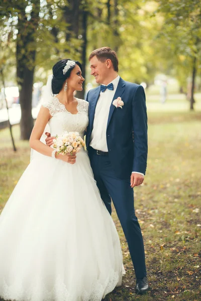 Nygifta på bröllopsdag — Stockfoto