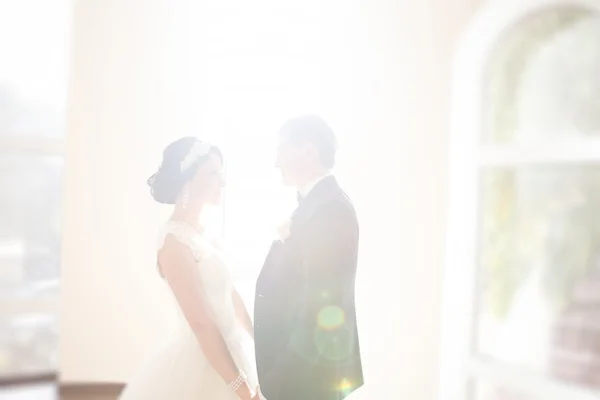 Recém-casados no dia do casamento — Fotografia de Stock