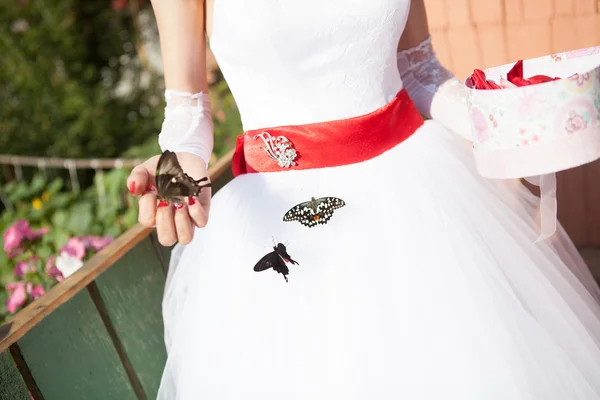 Kelebek ile güzel kadın resim — Stok fotoğraf
