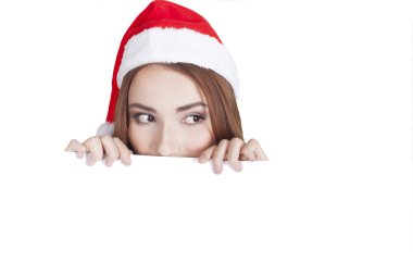 kadın Noel şapka ile 