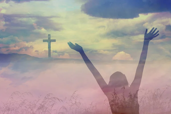 The Cross of Jesus Christ and beautiful clouds — Stock Photo, Image