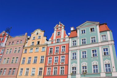Wroclaw, Polonya, Avrupa'nın mimari. Şehir Merkezi, renkli, tarihi Pazar Meydanı başlanmasıyla. Aşağı Silezya, Europe.