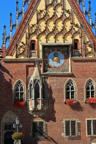 Wroclaw, Polonya - September12, 2016: Tarihi Belediye Binası. Wroclaw aşağı Silezya başkentidir — Stok fotoğraf