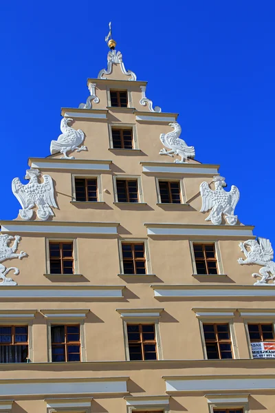 Architektura z Wrocław, Polska, Europa. Centrum miasta, kolorowe, historyczne kamienice plac rynku. Dolny Śląsk, Europa. — Zdjęcie stockowe