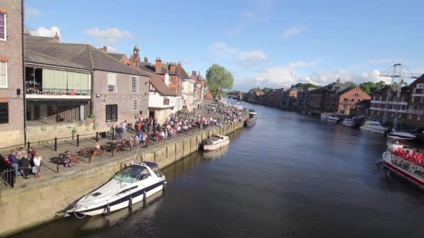 22 June, 2015, Afternoon at Lendal bridge in York city centre — Stock Video