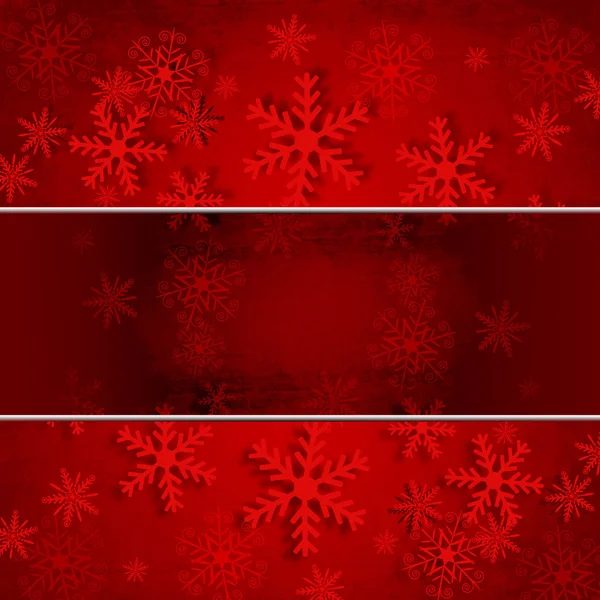雪の結晶と赤いクリスマスの背景. — ストック写真