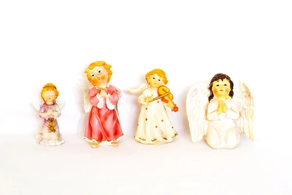 Figurinas de anjo sobre fundo branco — Fotografia de Stock