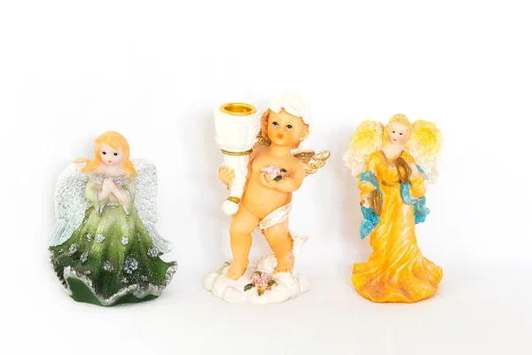 Figurinas de anjo sobre fundo branco — Fotografia de Stock