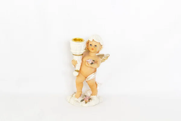 Figurinha de anjo sobre fundo branco — Fotografia de Stock