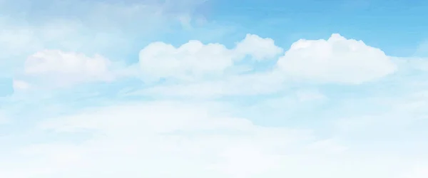 青い空と白い雲のベクトル自然水平方向の背景 バナー 空のベクトル図の現実的な雲 — ストックベクタ