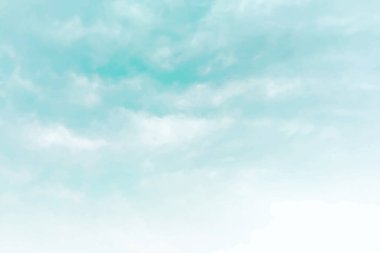 Mavi gökyüzü ve beyaz bulut vektörü doğa yatay arkaplan, afiş. Gökyüzü vektör illüstrasyonunda gerçekçi bulutlar