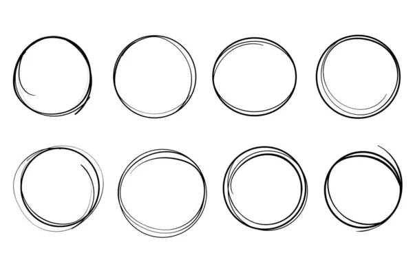 Scrivere Schizzo Rotondo Colpo Pennello Scarabocchio Schema Del Cerchio Disegnato — Vettoriale Stock