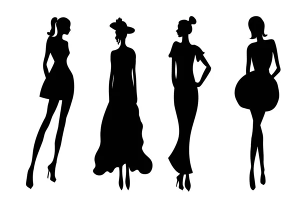Mode Silhouette Dame Modèle Vogue Modèle Défilé Mode Élégant Femme — Image vectorielle