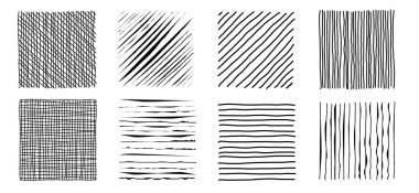 Çizgili çizgili çizgili çizgili çizgili el çizimi. Kalem çizimi siyah mürekkep lekesi deseni dikey, yatay, yoğunluk ve eğimli. Tasarım ve vektör illüstrasyonu için grafik ögesi