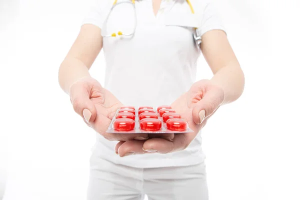 Médecin Donner Pour Patient Pilules Rouges — Photo