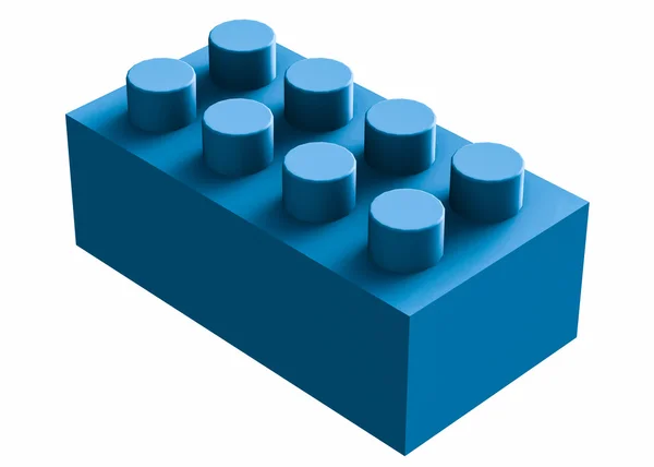 Blauwe Lego kubus op wit — Stockfoto