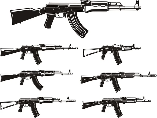 Kalachnikov silhouettes fusil d'assaut ensemble Vecteurs De Stock Libres De Droits