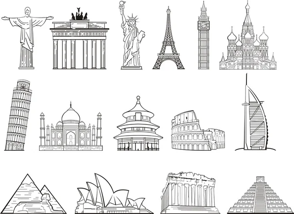 Best world landmarks — Stock Vector