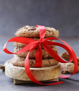 ev yapımı tatlılar çikolata parçaları ile çerezleri yuvarlak