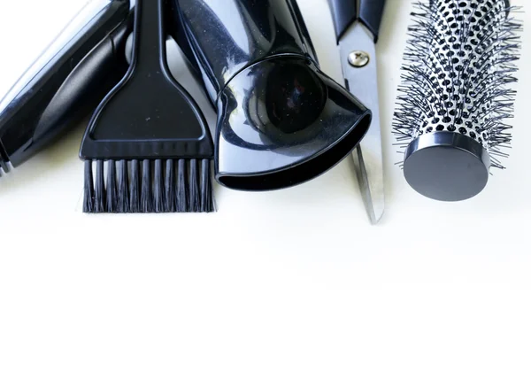 Verktyg för frisör (hårtork, saxar, kammar) — Stockfoto