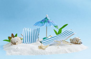 Tatil kavramı - kum Adası plaj şezlong ile seyahat 