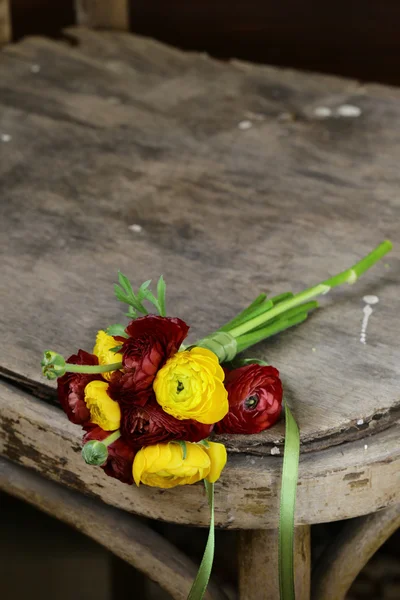 Superbe papillon printanier (ranunculus) fleurs rouges et jaunes — Photo