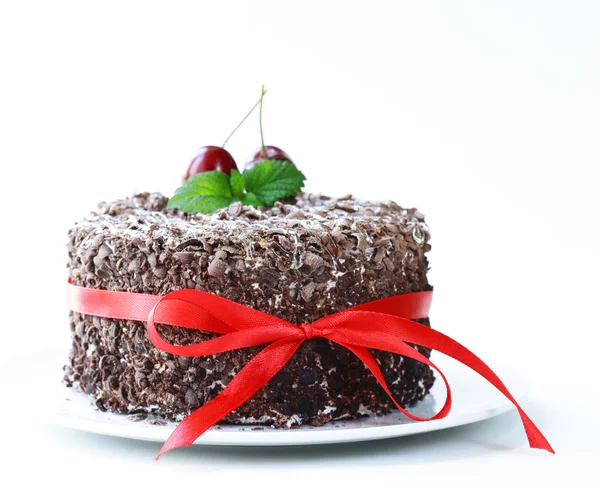 Chocolate cake with fresh cherries (Black Forest, Schwarzwald) — Stock Photo, Image