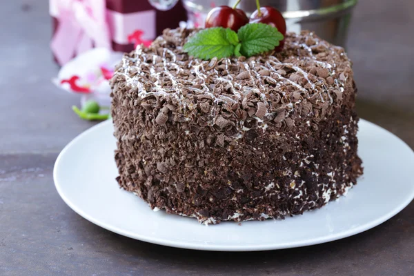 Sjokoladekake med ferske kirsebær (Schwarzwald, Schwarzwald ) – stockfoto