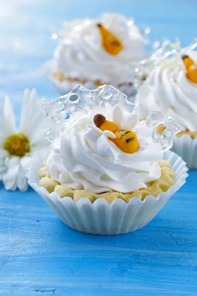 휘 핑된 크림과 꿀 비스킷 미니 케이크 — 스톡 사진