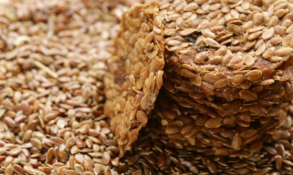 Biscoitos de sementes de linho, alimentos saudáveis sem glúten — Fotografia de Stock