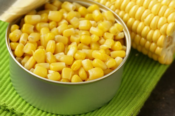 Natural organic canned corn in the pot — Stock Photo, Image