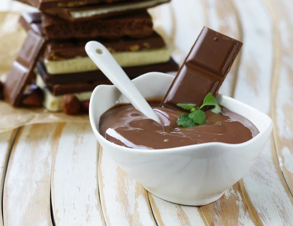 Sweet dessert homemade natural chocolate pudding — Stock Photo, Image