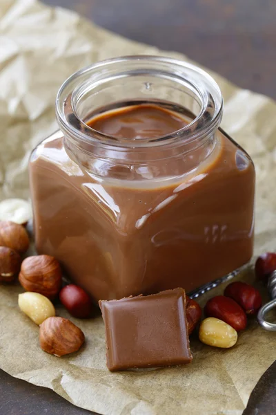Şekerli tatlı ev yapımı doğal çikolatalı puding — Stok fotoğraf