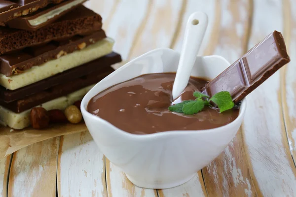 Sweet dessert homemade natural chocolate pudding — Stock Photo, Image