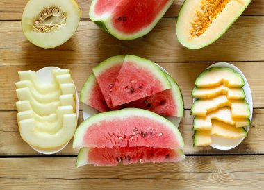 olgun organik meyve karpuz, kavun kavunu, üstten görünüm