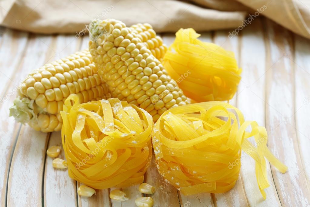 Pasta (noodles) made of corn flour, healthy food — Stock Photo