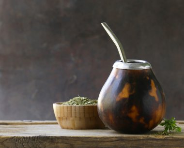 Geleneksel yerba mate çay su kabakları kupa ve bombilla