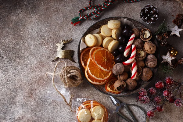 Cadeaux Noël Faits Main Biscuits Bonbons — Photo