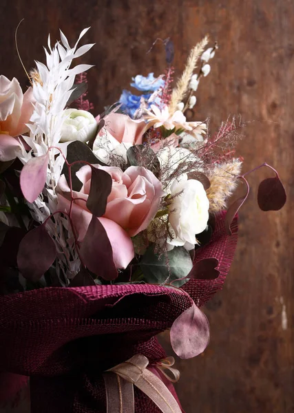 Μπουκέτο Από Εορταστικά Λουλούδια Για Φόντο — Φωτογραφία Αρχείου